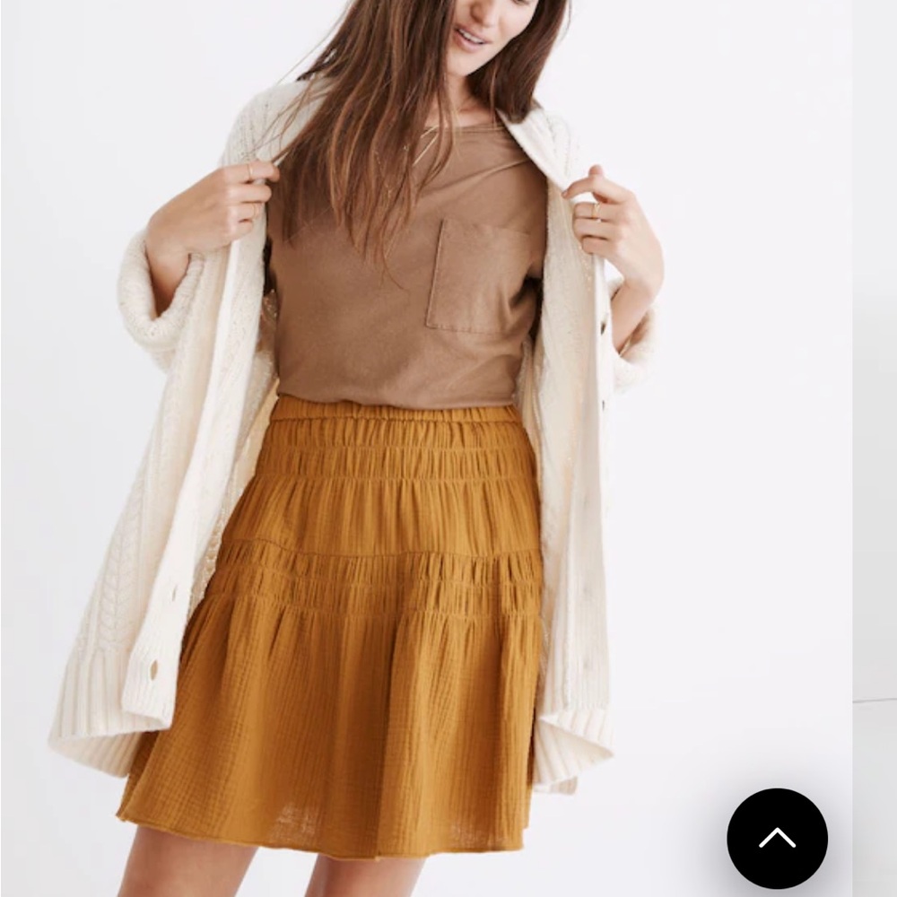 Madewell Double-Gauze Smocked Mini Skirt M